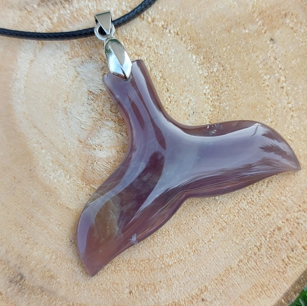 Mermaid tail purple stone pendant cord necklace